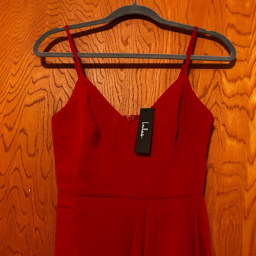 Lulu's Red Spaghetti Strap Wrap Dress
